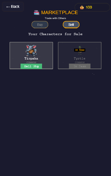 Marketplace sell page